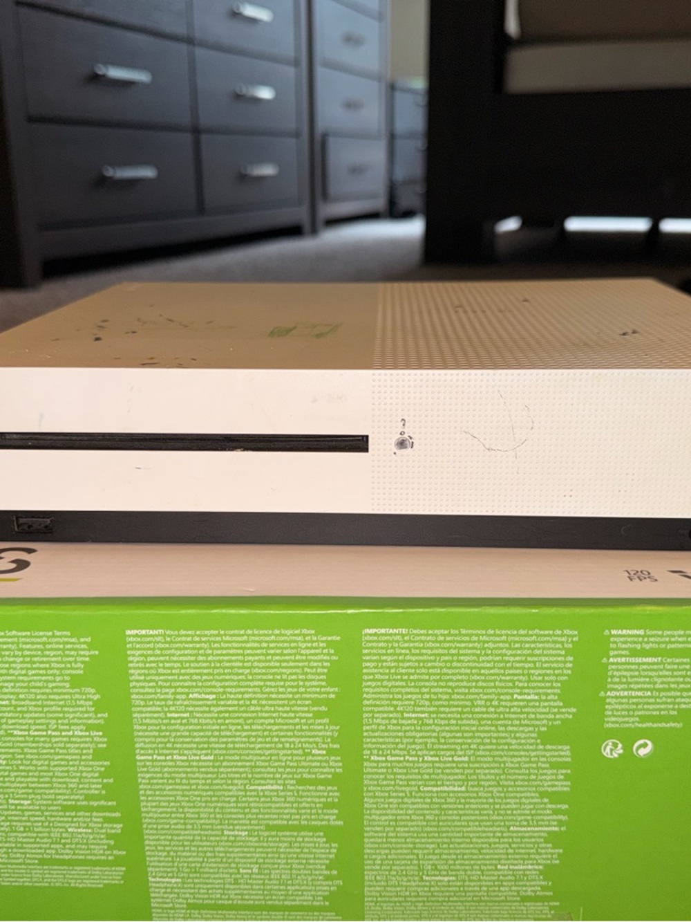 Microsoft Xbox One S Slim White Console with Black Trim